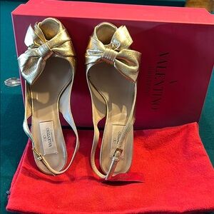 Valentino Women's Gold Bow Slingback Heels